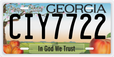 GA license plate CIY7722