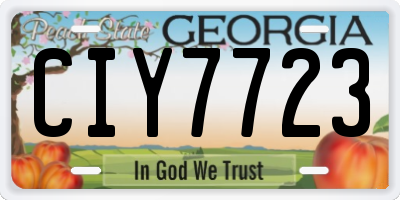 GA license plate CIY7723