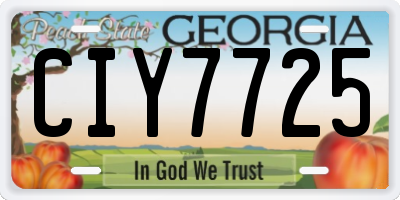 GA license plate CIY7725