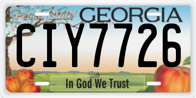 GA license plate CIY7726