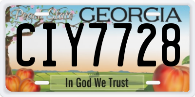 GA license plate CIY7728