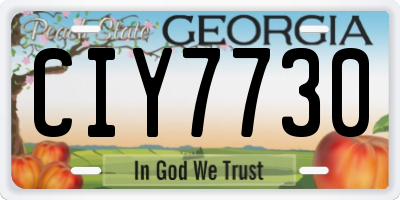 GA license plate CIY7730