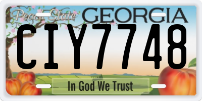 GA license plate CIY7748