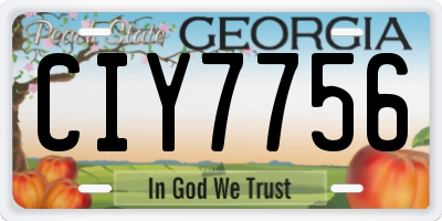 GA license plate CIY7756
