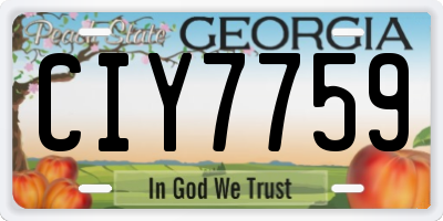 GA license plate CIY7759