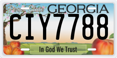 GA license plate CIY7788