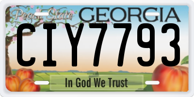 GA license plate CIY7793