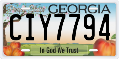 GA license plate CIY7794