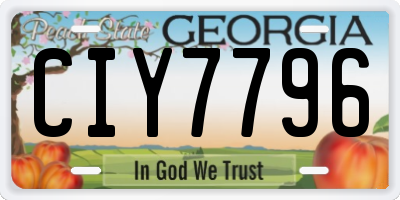 GA license plate CIY7796