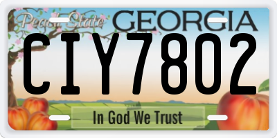 GA license plate CIY7802