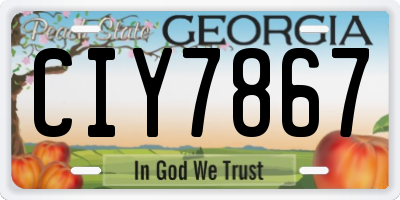 GA license plate CIY7867