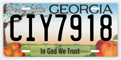GA license plate CIY7918