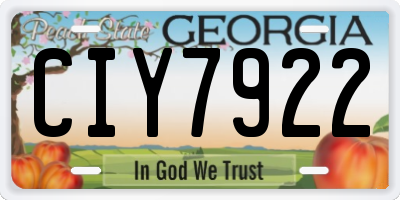 GA license plate CIY7922