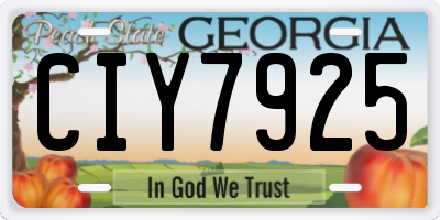 GA license plate CIY7925