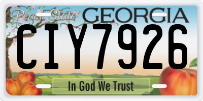 GA license plate CIY7926