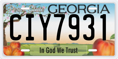 GA license plate CIY7931