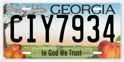 GA license plate CIY7934
