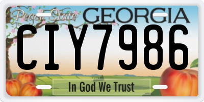 GA license plate CIY7986