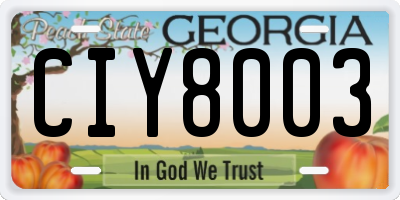 GA license plate CIY8003
