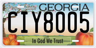 GA license plate CIY8005