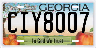 GA license plate CIY8007