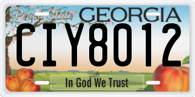 GA license plate CIY8012