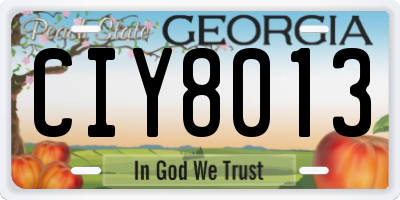GA license plate CIY8013