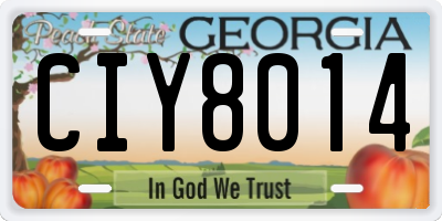 GA license plate CIY8014