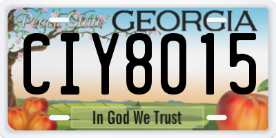 GA license plate CIY8015