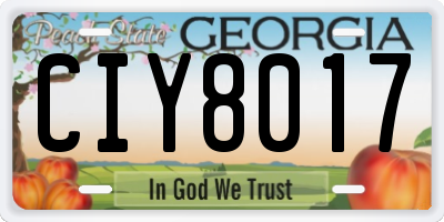 GA license plate CIY8017