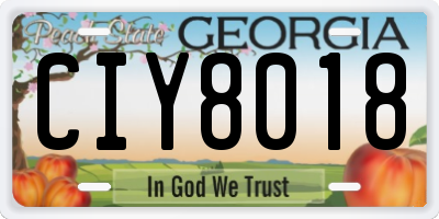 GA license plate CIY8018