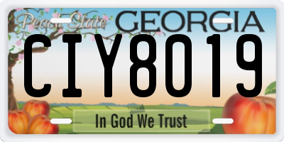 GA license plate CIY8019