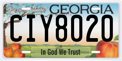 GA license plate CIY8020