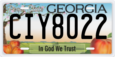 GA license plate CIY8022