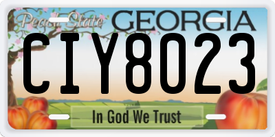 GA license plate CIY8023