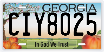 GA license plate CIY8025