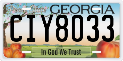 GA license plate CIY8033