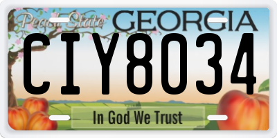 GA license plate CIY8034