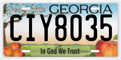 GA license plate CIY8035