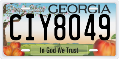 GA license plate CIY8049
