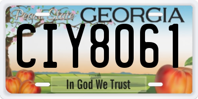 GA license plate CIY8061