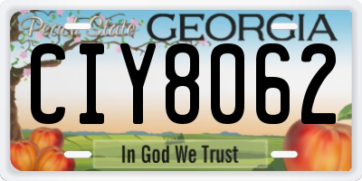 GA license plate CIY8062