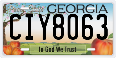 GA license plate CIY8063