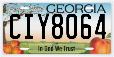 GA license plate CIY8064