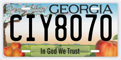 GA license plate CIY8070
