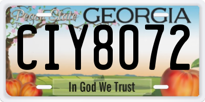 GA license plate CIY8072