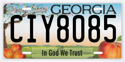 GA license plate CIY8085