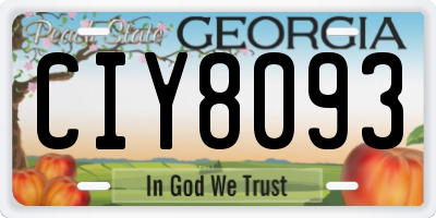 GA license plate CIY8093