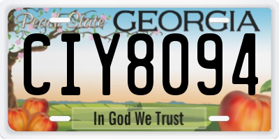 GA license plate CIY8094