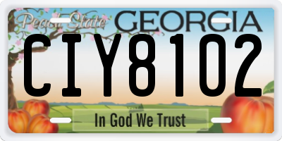 GA license plate CIY8102
